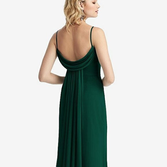 After Six 6815.Shirred Sash Cowl-Back Chiffon Trumpet Gown..Hunter Green...Sz 6 - Picture 3 of 6